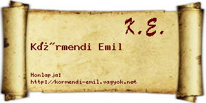 Körmendi Emil névjegykártya