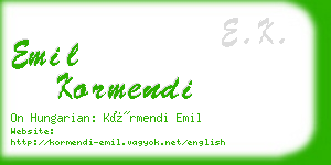 emil kormendi business card